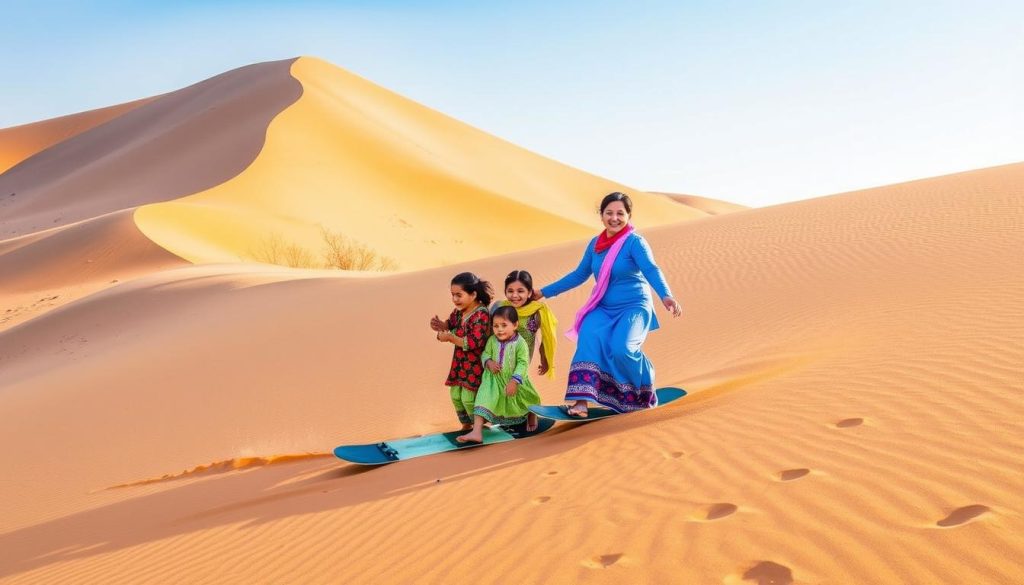 family sandboarding experience in Wahiba Sands family sandboarding experience in Wahiba Sands