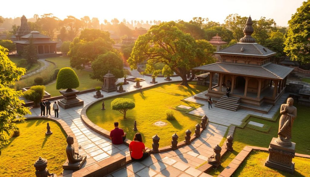 learning about Buddha in Lumbini