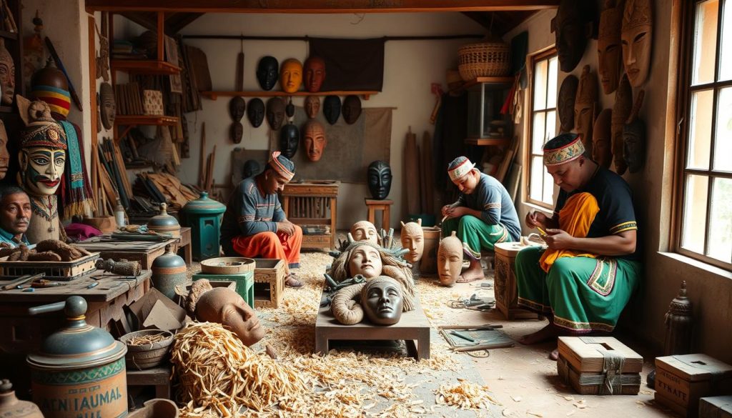 master craftsmen demonstrating mask making master craftsmen demonstrating mask making