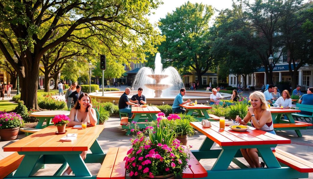 outdoor dining options at Fountain Square Park outdoor dining options at Fountain Square Park