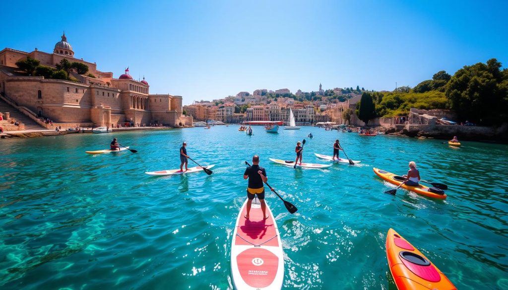 paddleboarding Valletta coast