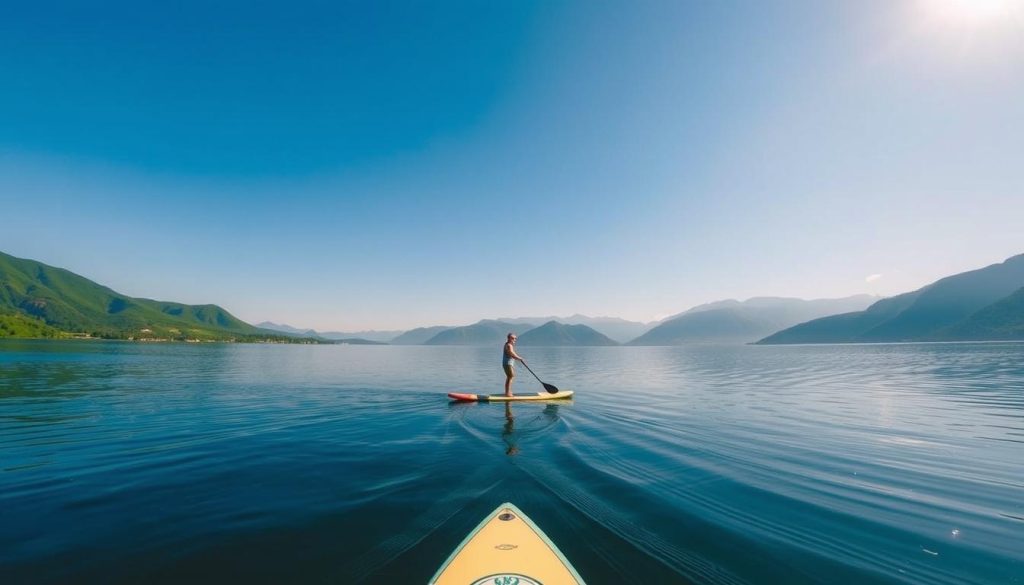 paddleboarding on Phewa Lake