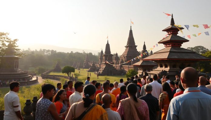 participating in ceremonies in lumbini