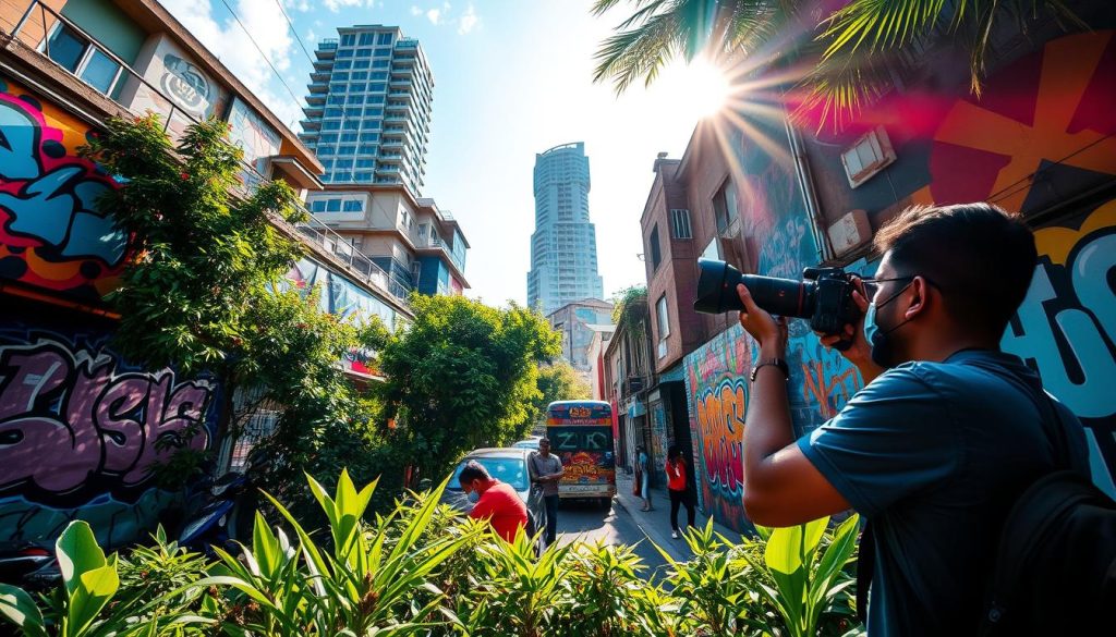 photographing street art Colombo