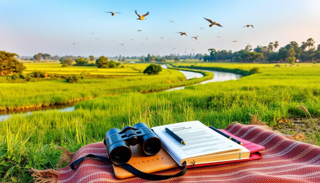 prepare for birdwatching tour Chitwan