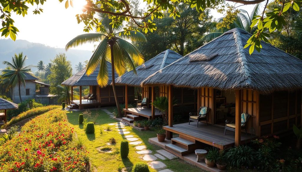 private thatched-roof cottages in Tharu homestays private thatched-roof cottages in Tharu homestays