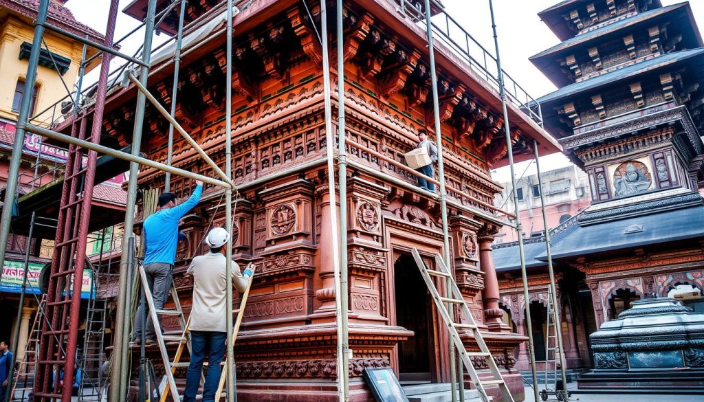 restoration efforts in Durbar Square restoration efforts in Durbar Square