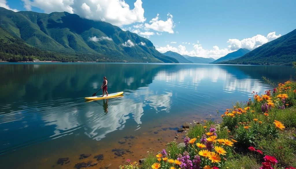 stand-up paddleboarding on Phewa Lake