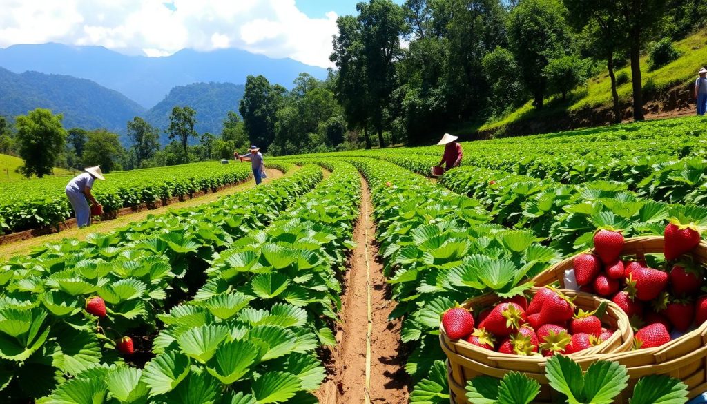 strawberry picking Nuwara Eliya