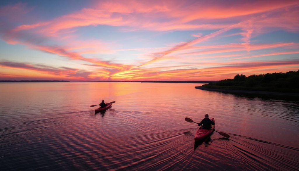 sunset views kayaking in Milwaukee sunset views kayaking in Milwaukee