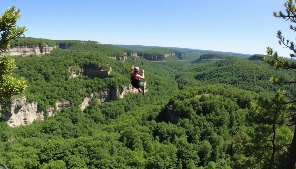 ziplining in Wisconsin Dells