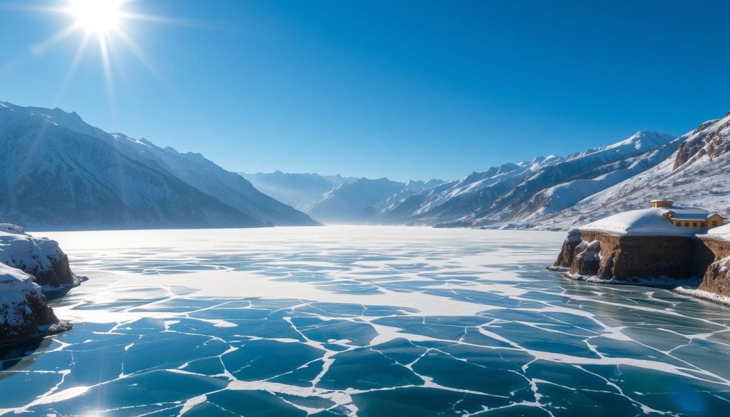 Attabad Lake frozen in winter Attabad Lake frozen in winter