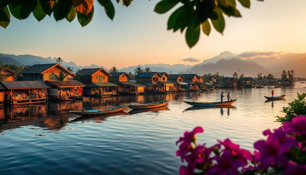 Burmese floating villages on Inle Lake Burmese floating villages on Inle Lake