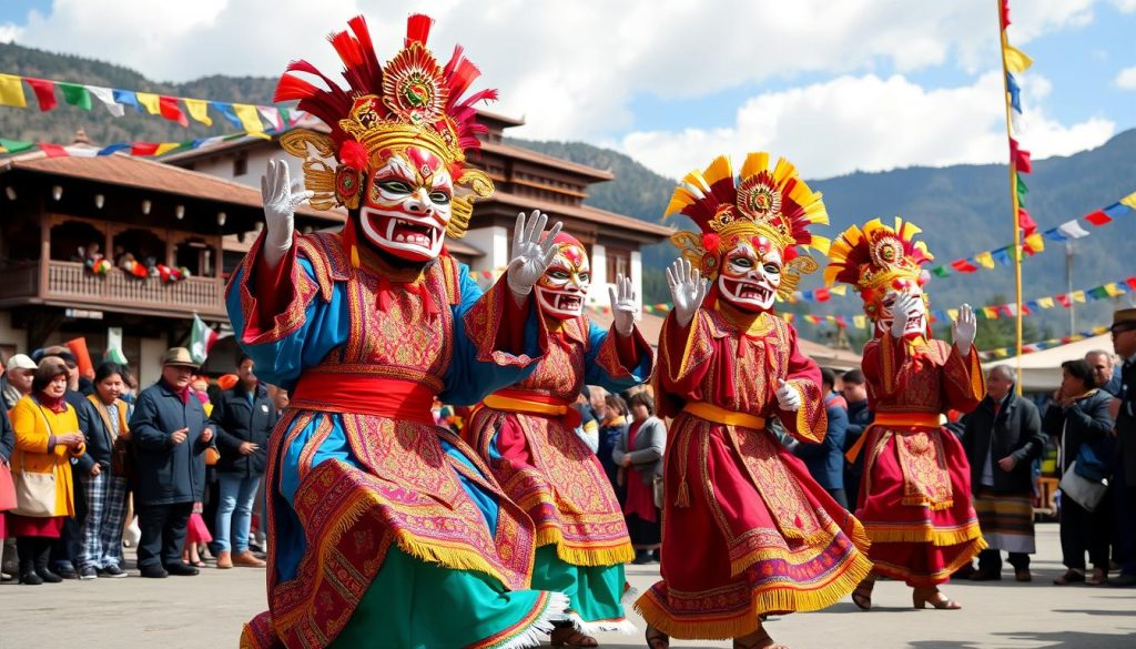 Cham dances in Punakha festivals. Cham dances in Punakha festivals.