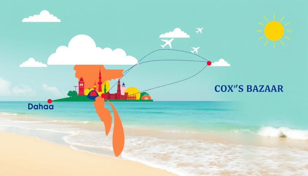 Dhaka to Cox's Bazar flight route Dhaka to Cox's Bazar flight route