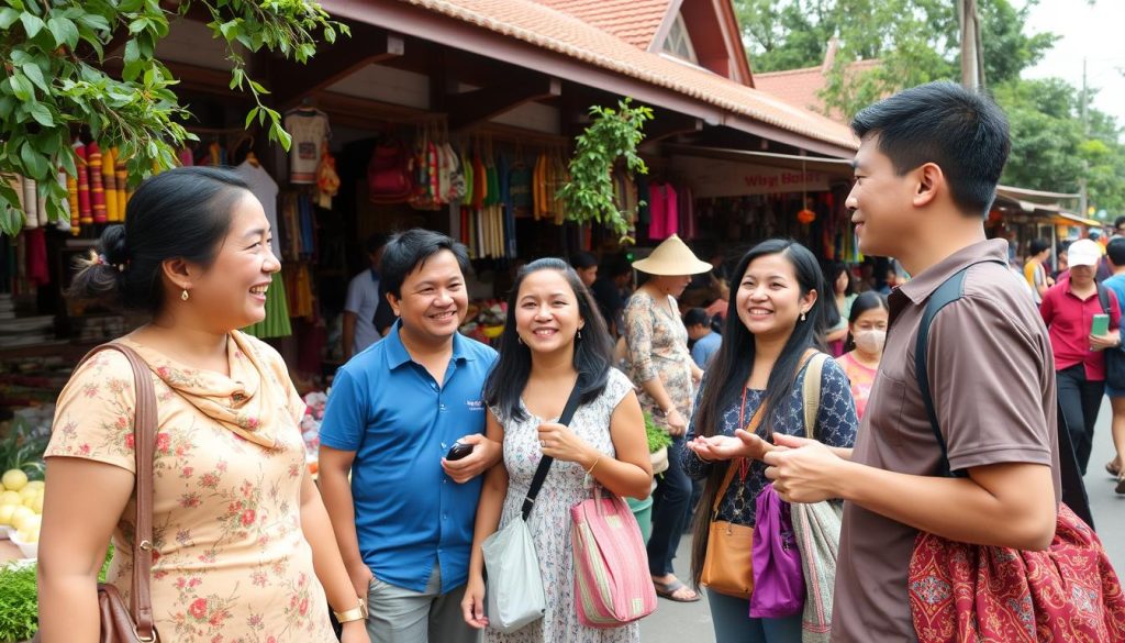 Engaging with locals in Vientiane Engaging with locals in Vientiane