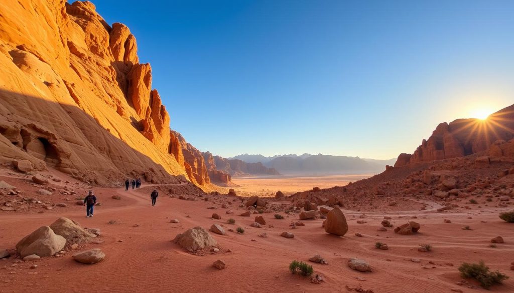 Hiking in Wadi Rum Hiking in Wadi Rum