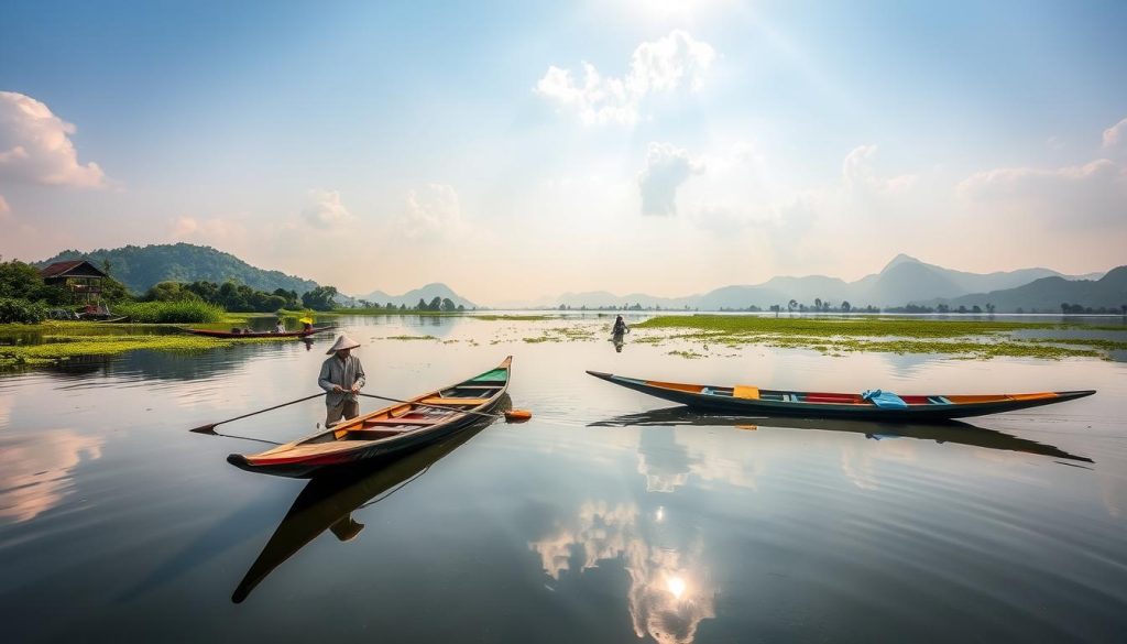 Inle Lake boat features Inle Lake boat features
