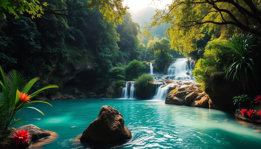 Kuang Si Falls - natural beauty Luang Prabang Kuang Si Falls - natural beauty Luang Prabang