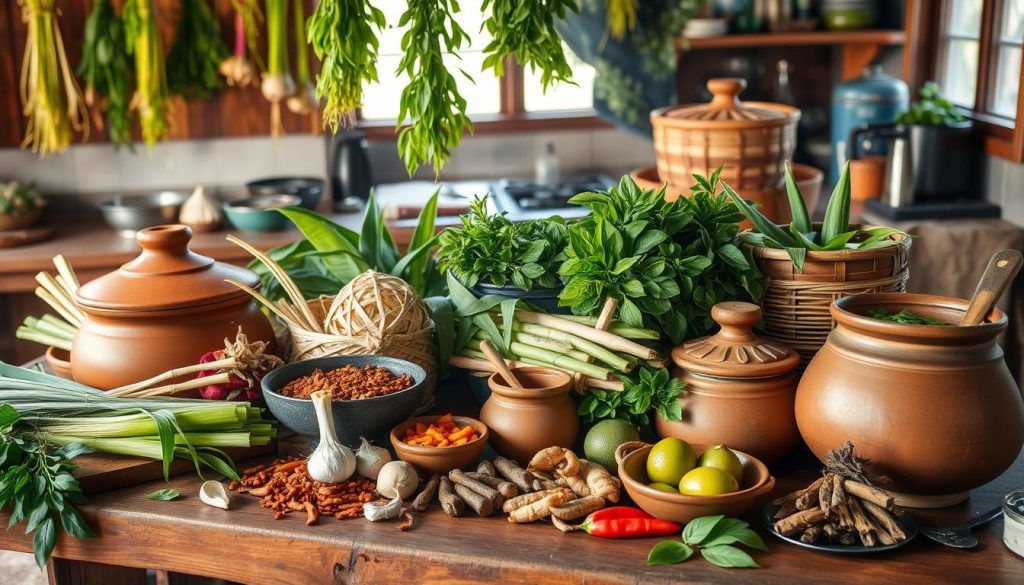 Lao cuisine showcasing traditional spices and cooking techniques Lao cuisine showcasing traditional spices and cooking techniques