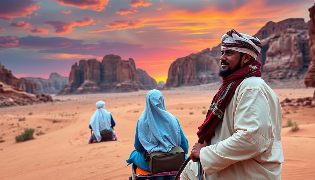 Local guides in Wadi Rum offering authentic experiences. Local guides in Wadi Rum offering authentic experiences.
