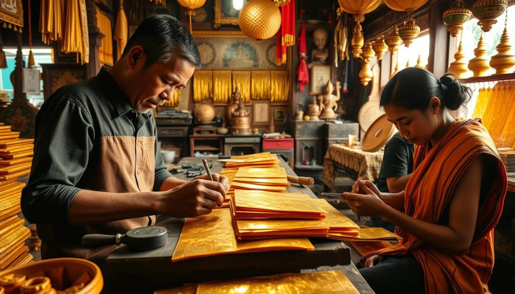 Mandalay gold leaf artisans at work Mandalay gold leaf artisans at work
