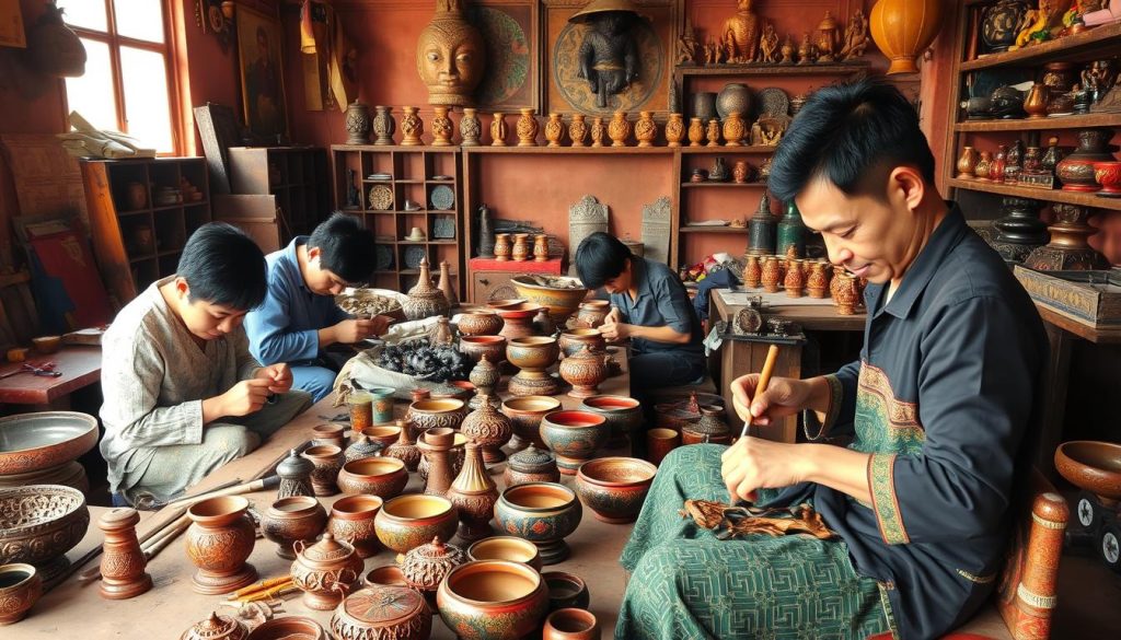 Mandalay lacquerware artisans crafting traditional arts Mandalay lacquerware artisans crafting traditional arts