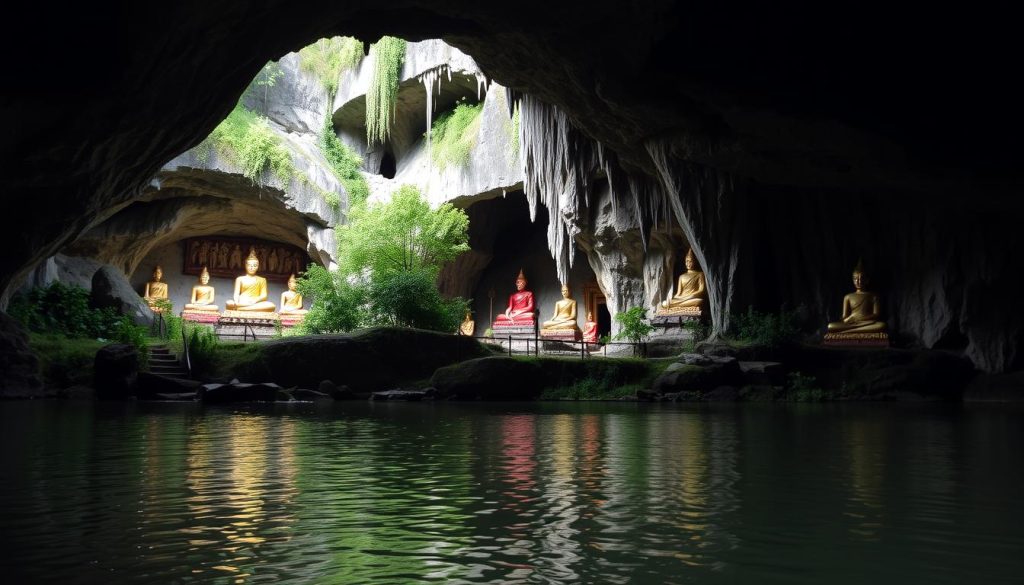 Pak Ou Caves with Buddha statues Pak Ou Caves with Buddha statues