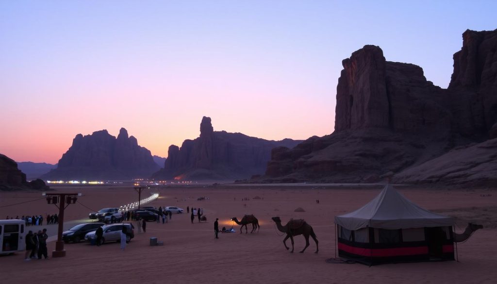 Peak tourist season in Wadi Rum Peak tourist season in Wadi Rum