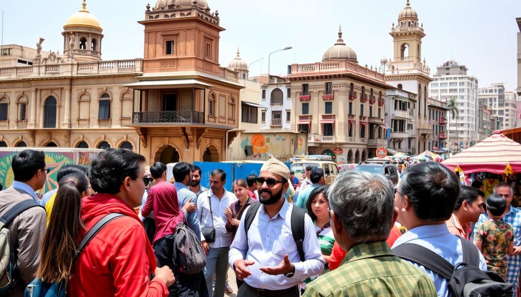 Shaheen Nauman leading a heritage walk Shaheen Nauman leading a heritage walk