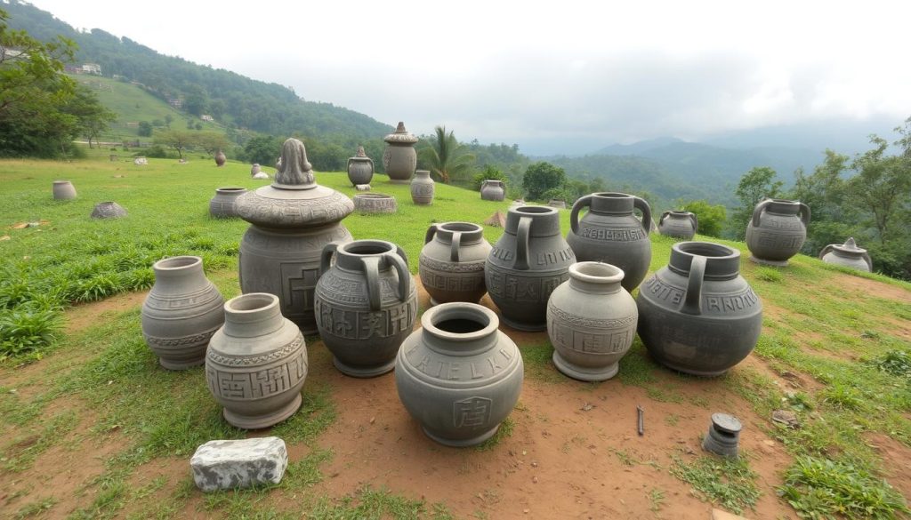 Significant artifacts from recent digging campaigns at the Plain of Jars. Significant artifacts from recent digging campaigns at the Plain of Jars.