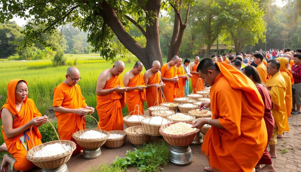 Tak Bat alms ceremony etiquette Tak Bat alms ceremony etiquette