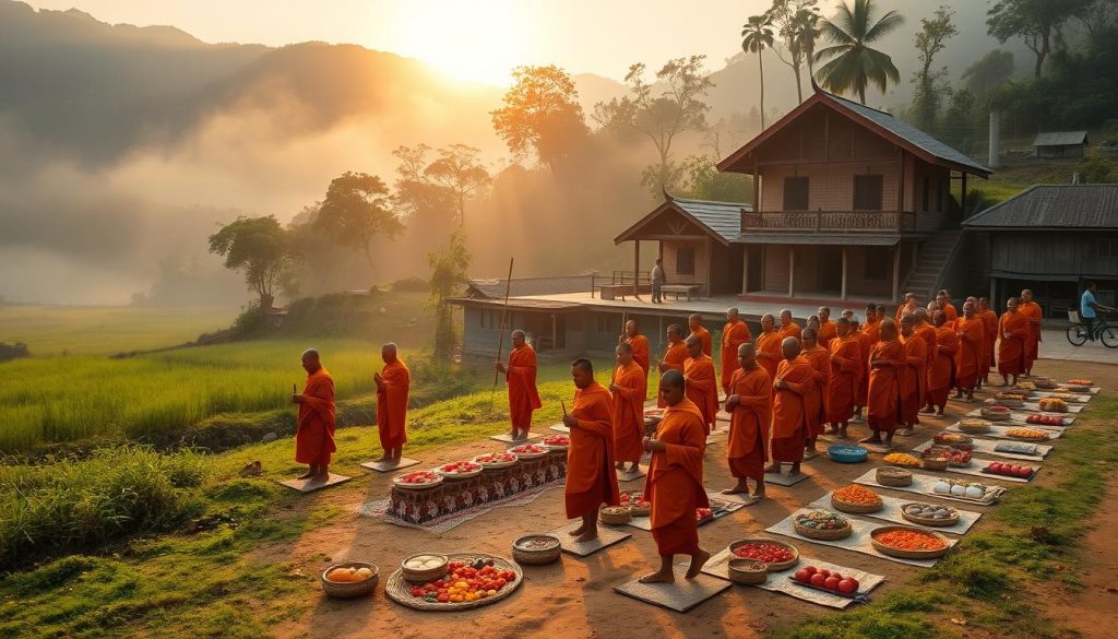 Tak Bat ceremony location tips Tak Bat ceremony location tips