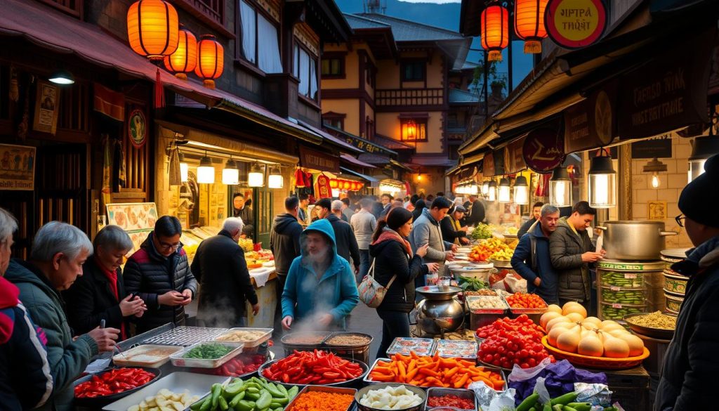 Thimphu street food scene Thimphu street food scene