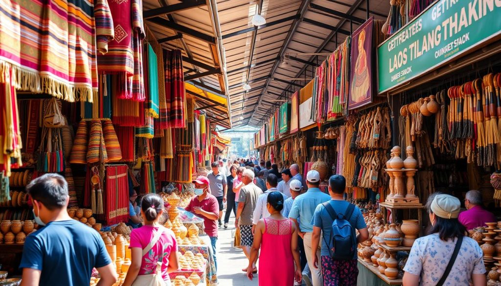Vientiane markets showcasing traditional Laos handicrafts Vientiane markets showcasing traditional Laos handicrafts