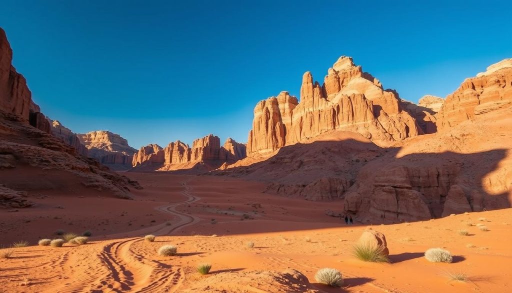 Wadi Rum hiking stunning desert landscape Wadi Rum hiking stunning desert landscape
