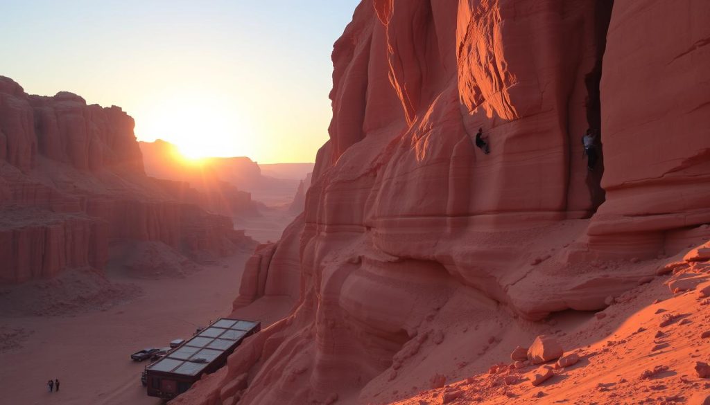 Wadi Rum rock climbing and rappelling Wadi Rum rock climbing and rappelling