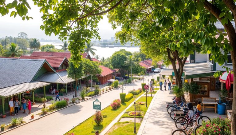 What are some safe and affordable neighborhoods to stay in Vientiane?