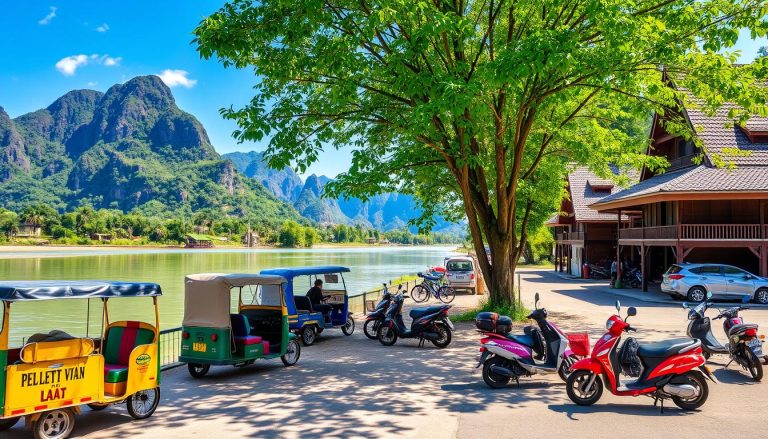 What transportation options are available in Vang Vieng?