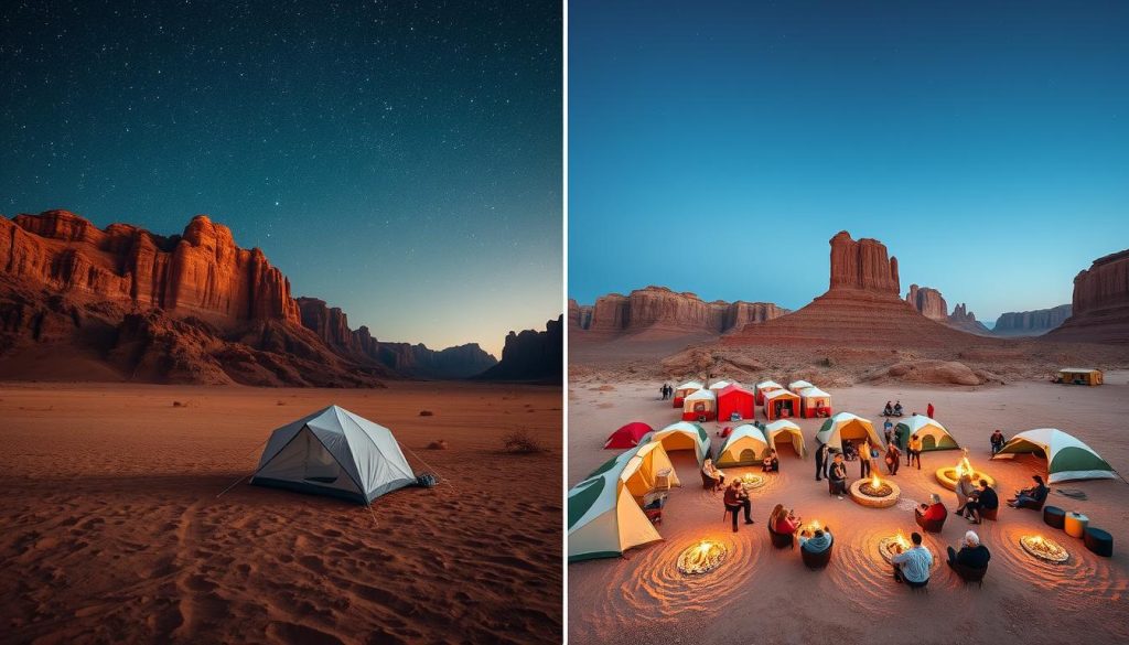 Wild camping in Wadi Rum comparison with organized camping Wild camping in Wadi Rum comparison with organized camping