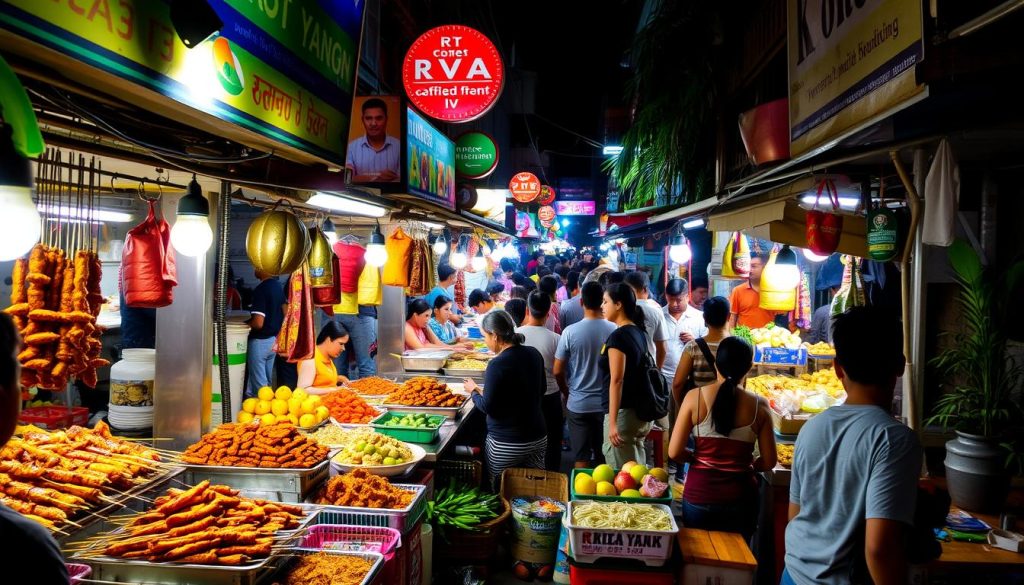 Yangon street food at a vibrant night market Yangon street food at a vibrant night market