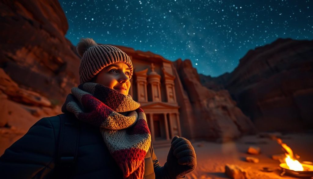 dressing for cold nights in Petra dressing for cold nights in Petra