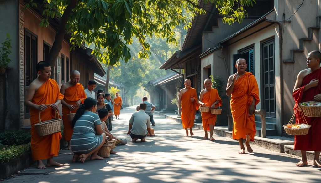 how does the Tak Bat alms giving ceremony work how does the Tak Bat alms giving ceremony work