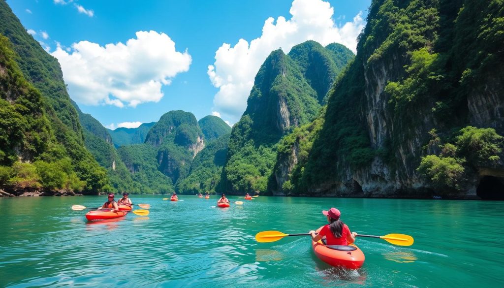 kayaking in Vang Vieng kayaking in Vang Vieng
