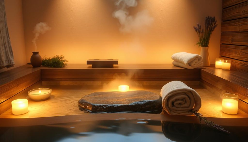 preparing for hot stone bath preparing for hot stone bath