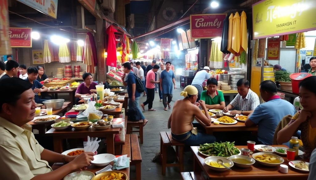 savoring local cuisine in Yangon savoring local cuisine in Yangon