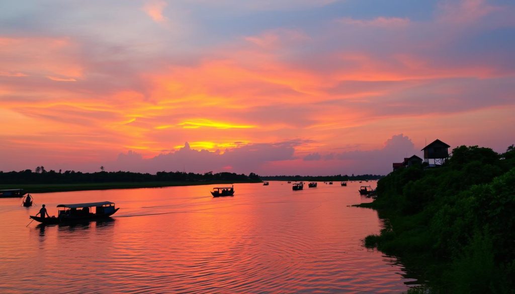 sunset views Mekong River sunset views Mekong River