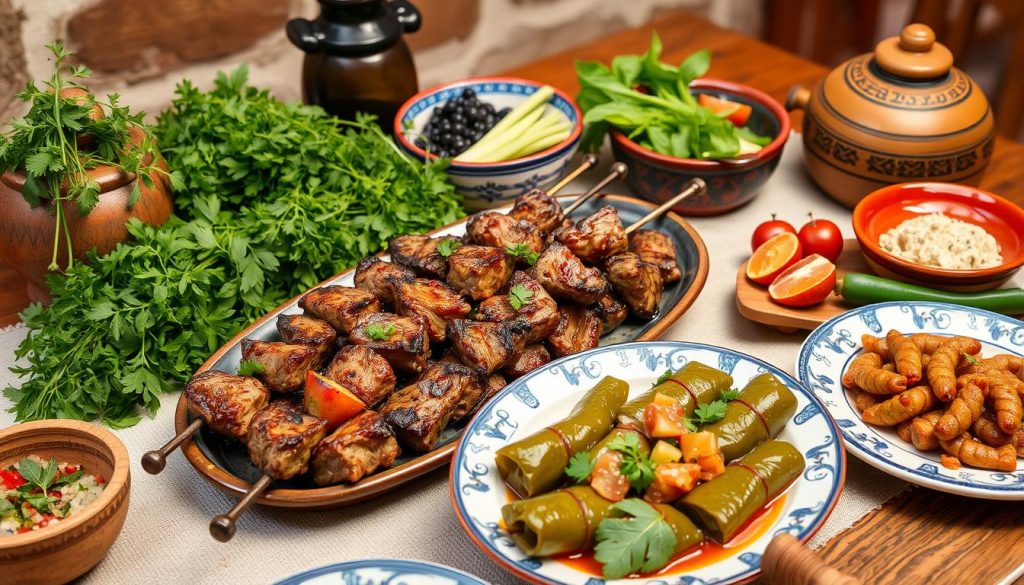 Authentic Armenian cuisine with Khorovats and Dolma Authentic Armenian cuisine with Khorovats and Dolma