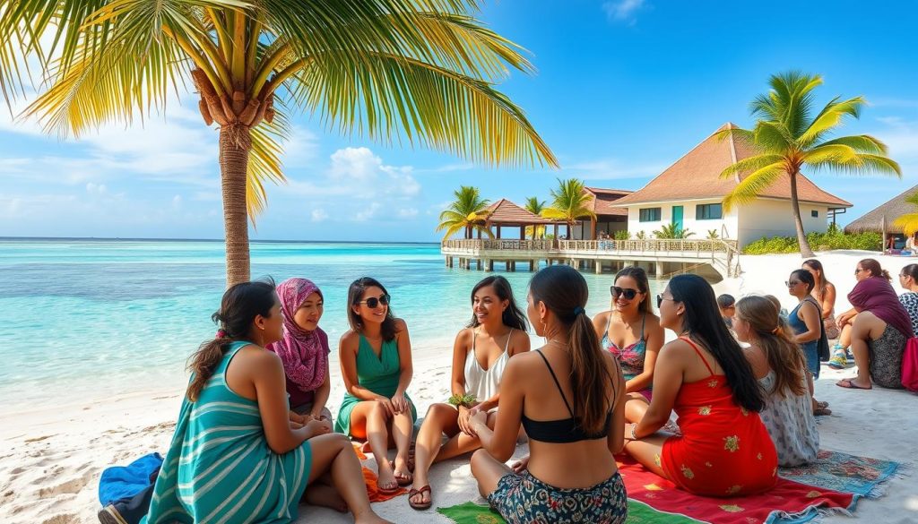 Connecting with other travelers in Maafushi Connecting with other travelers in Maafushi