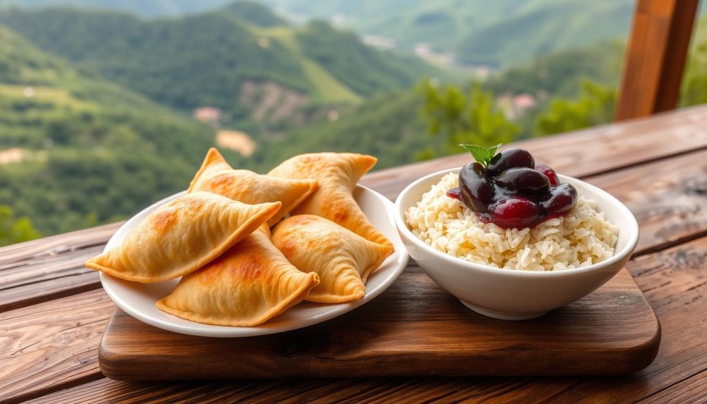 Dilijan desserts featuring gata and rice with plum jam Dilijan desserts featuring gata and rice with plum jam